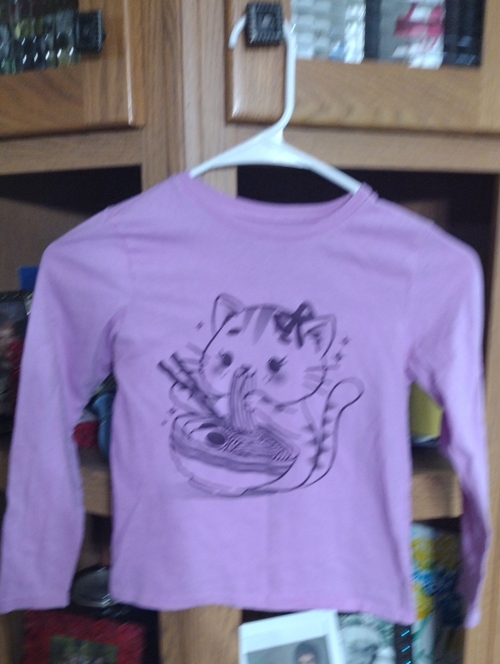 The Children's Place Lavender Long-Sleeve Cat Ramen Tee